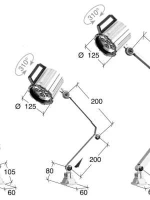 Nur wenige verfügbar | Arbeitsleuchte 24V, Armlänge 105 mm