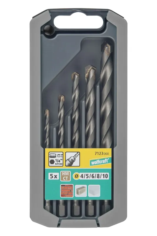 Wolfcraft Steinbohrer-Set HM Schaft Ø 4 - 10 mm 5-teilig Sechskant | Knallerpreis