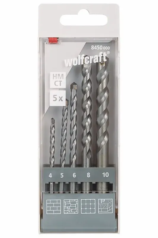 Wolfcraft Steinbohrer-Set HM 8450000 Ø 4 - 10 mm 5-teilig Rundschaft - Preishit