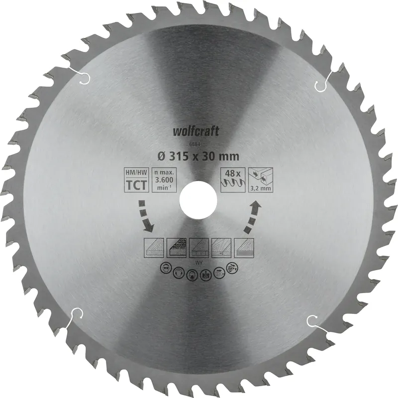 Wolfcraft Kreissägeblatt Ø 315 mm Bohrung Ø 30 mm 48 Zähne - Preisnachlass