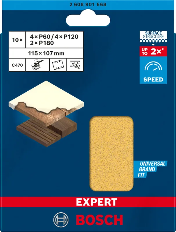 Bosch Expert C470 Schleifpapier-Set 115 x 107 mm G 60/120/180 10 Stück | Geprüfte Qualität