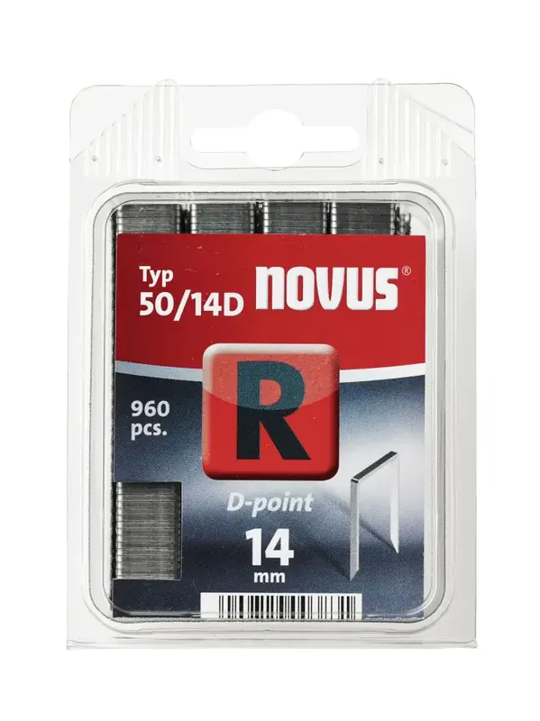 Bestseller | Novus Tackerklammer Typ R 50 14 mm D-Point Sägespitze 960 Stück Flachdrahtklammer
