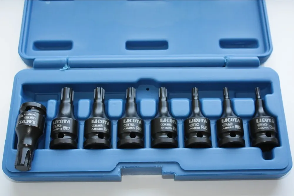 Schlagschrauber Nüsse Set, 8-teilig, Ribe M4-M14, 1/2 Zoll, Cr-Mo - Sofort bestellbar