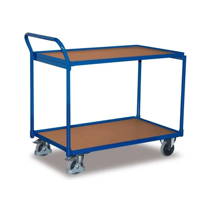 Auf Lager - Tischwagen 250 kg mit 2 Ladeflächen hoher Schiebebügel Typ L + EasySTOP