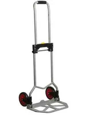 Hochwertig | Klappbarer Stahl-Sackkarren mit verstellbarem Griff, leichter Karren mit Gummirädern für Lasten bis 60 kg, kompakter klappbarer Wagen für Zuhause, Büro und Werkstatt, silber