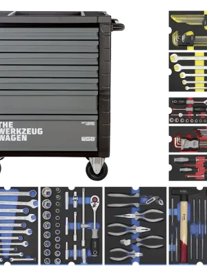 Werkstattwagen - 7 Schubladen, bestückt mit 9 Modulen, 140-teilig | Gleich bestellen
