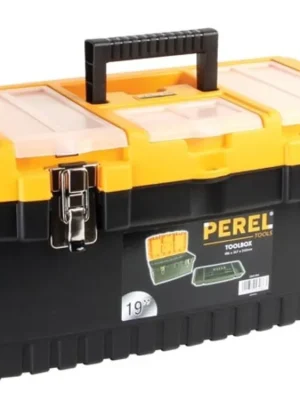 großer Werkzeugkoffer 31,4L mit herausnehmbarer Ablage und 3 Deckelorganizern, langlebiger Polypropylen-Werkzeugkoffer mit Metallverschlüssen und klappbarem Griff | Top bewertet