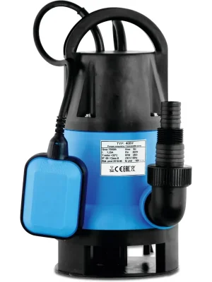 Preishit - Tauchpumpe, Brunnenpumpe, Unterwasserpumpe 1" x 1 1/2" x 1" Schlauchtülle x Außengewinde x Schlauchtülle, 2,5A, 230VAC, Blau, Typ IP 750