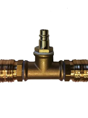 Druckluft Messing T Stück Set 2 Kupplungen 1 Stecker | Neuheit