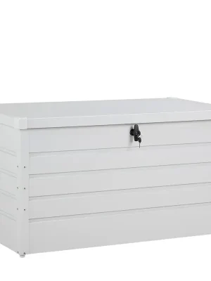 Abschließbare Aufbewahrungsbox Weißes Metall mit Schloss 120x62 x63 cm - Sicher einkaufen