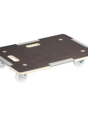 Neu | Transporthilfe MM 1381, 63 x 43 x 11 cm, harte Rollen Ø 75 mm, Rollenlager, Sicherung, Platte FSC®, Tragkraft 250 kg