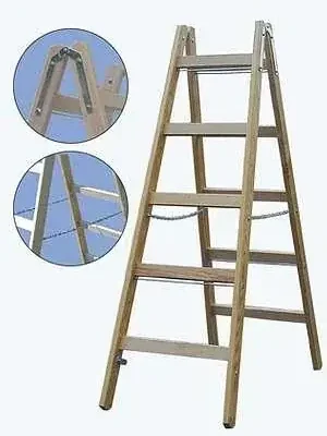 Sprossen Doppelleiter 2 x 7 Holz | Hohe Qualität