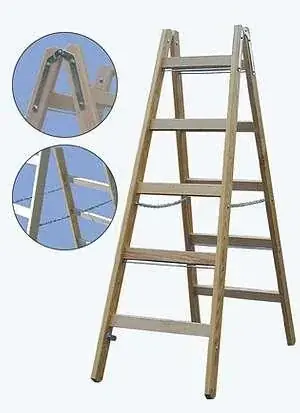 Sprossen Doppelleiter 2 x 7 Holz | Hohe Qualität