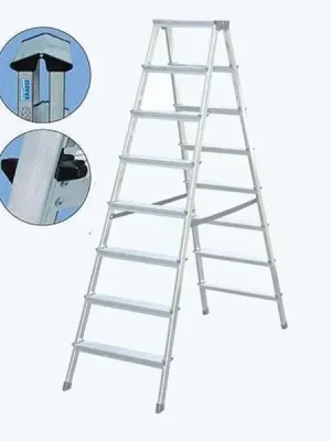 Hochwertig | Alu Stufen Doppelleiter 2 x 8 Stufen