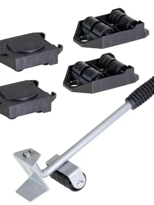 Nur solange der Vorrat reicht | Transporthilfen Set MM 3113, 800 kg Tragkraft, Möbelheber, Lifter + 4 Roller, TÜV- & GS, kippsicher, Drehteller