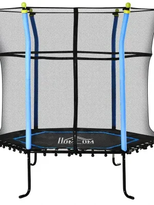 Jetzt neu | 5,3FT Trampolin für Kinder Gartentrampolin mit Sicherheitsnetz Randabdeckung Gummiseil gepolstert Fitness-Trampolin Mini