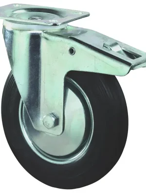 Lenkrolle mit Vollgummi Reifen und Feststeller, Durchmesser 80 mm - Herstellerpreis
